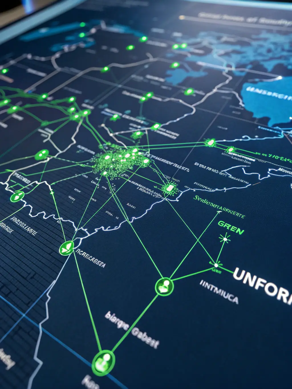 A dynamic graphic depicting interconnected nodes and lines, representing the evolving nature of cybersecurity threats for DontheCyberChef.